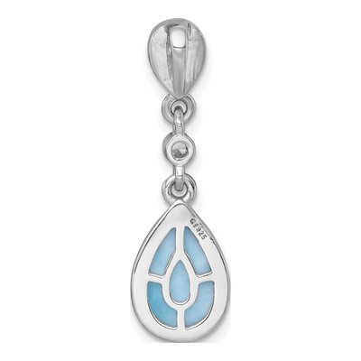 Sterling Silver CZ Larimar Teardrop Slide Pendant – view 4