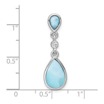 Sterling Silver CZ Larimar Teardrop Slide Pendant – view 5
