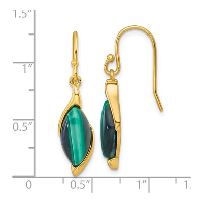 Gold-Plated Sterling Silver Malachite Marquise Dangle Earrings – view 4