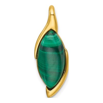 Gold-Plated Sterling Silver Malachite Marquise Slide Pendant