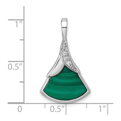 Sterling Silver CZ Malachite Fan Pendant – view 5
