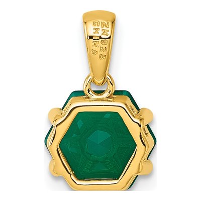 Gold-Plated Sterling Silver Hexagon Green Chalcedony Pendant – view 4