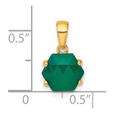Gold-Plated Sterling Silver Hexagon Green Chalcedony Pendant – view 5