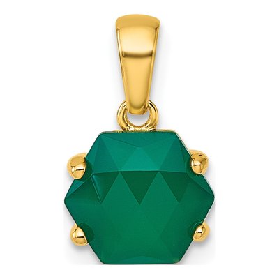 Gold-Plated Sterling Silver Hexagon Green Chalcedony Pendant
