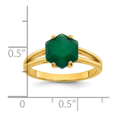Gold-Plated Sterling Silver Green Chalcedony Hexagon Ring – view 6