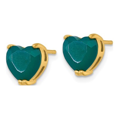 Gold-Plated Sterling Silver Green Chalcedony Heart Stud Earrings – view 3