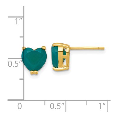 Gold-Plated Sterling Silver Green Chalcedony Heart Stud Earrings – view 4