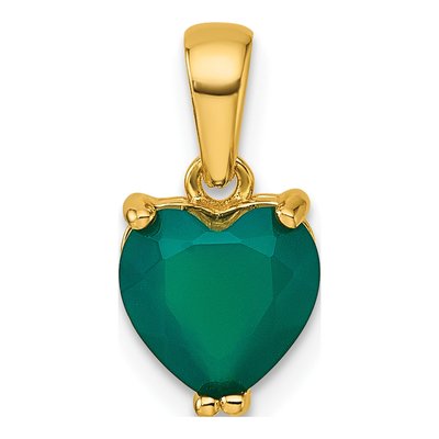 Gold-Plated Sterling Silver Green Chalcedony Heart Pendant