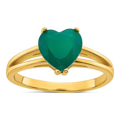 Gold-Plated Sterling Silver Heart Chalcedony Ring