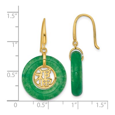 Gold-Plated Sterling Silver Green Chalcedony Circle Dangle Earrings – view 4