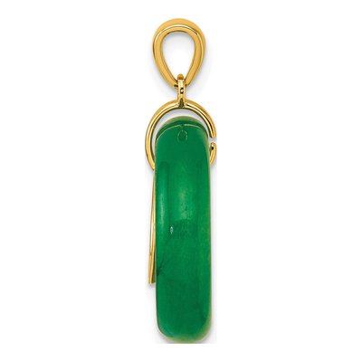 Gold-Plated Sterling Silver Green Chalcedony Good Luck Circle Pendant – view 3