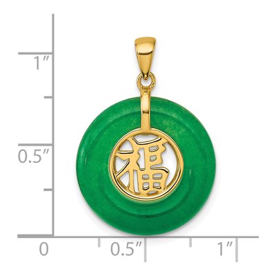 Gold-Plated Sterling Silver Green Chalcedony Good Luck Circle Pendant – view 5