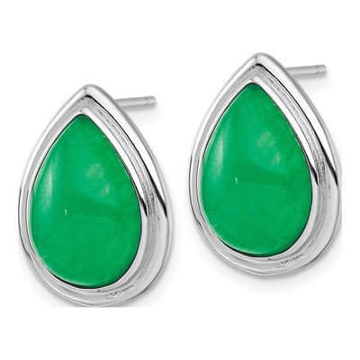 Sterling Silver Jade Quartz Pear Stud Earrings – view 3