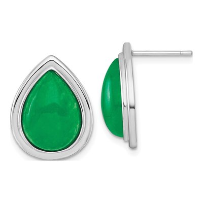 Sterling Silver Jade Quartz Pear Stud Earrings