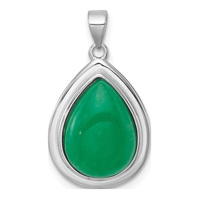 Sterling Silver Jade Quartz Pear Pendant