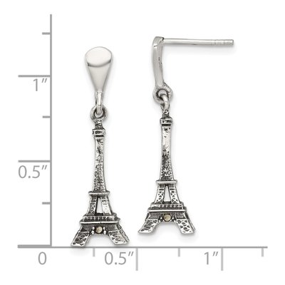 Sterling Silver Marcasite Eiffel Tower Dangle Earrings – view 4