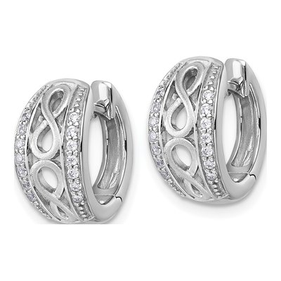 Sterling Silver 14mm CZ Infinity Huggie Hoop Earrings – view 3