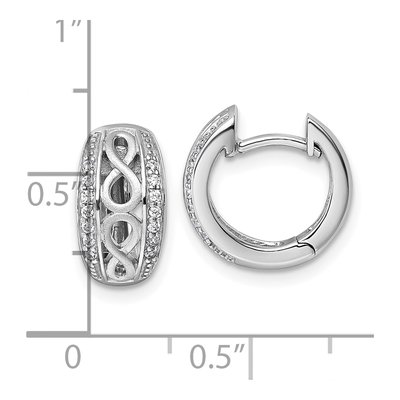 Sterling Silver 14mm CZ Infinity Huggie Hoop Earrings – view 4
