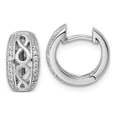 Sterling Silver 14mm CZ Infinity Huggie Hoop Earrings