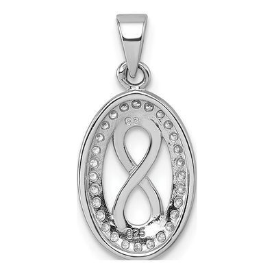 Sterling Silver CZ Infinity Oval Pendant – view 4