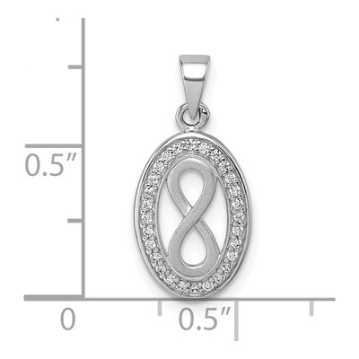 Sterling Silver CZ Infinity Oval Pendant – view 5