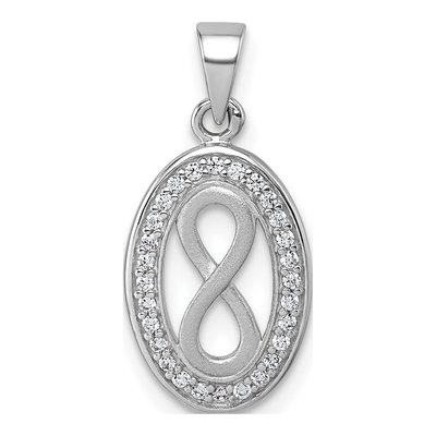 Sterling Silver CZ Infinity Oval Pendant