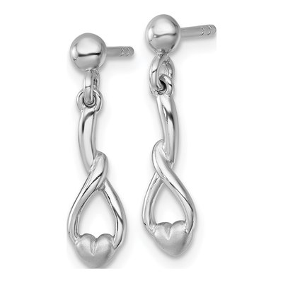 Sterling Silver Teardrop Heart Dangle Earrings – view 3