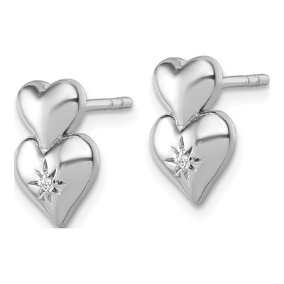 Sterling Silver CZ Double Heart Stud Earrings – view 3