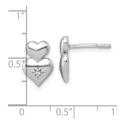 Sterling Silver CZ Double Heart Stud Earrings – view 4