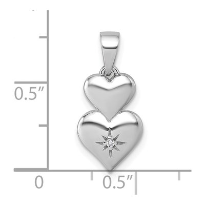 Sterling Silver CZ Double Heart Pendant – view 5