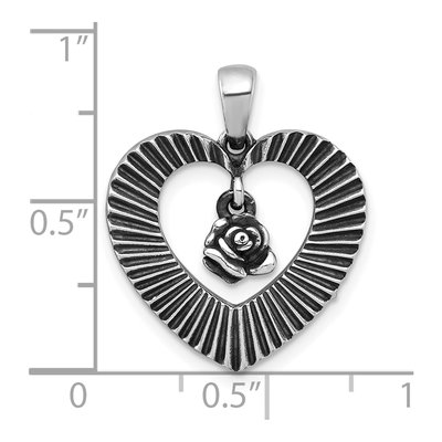 Sterling Silver Open Heart Flower Pendant – view 5
