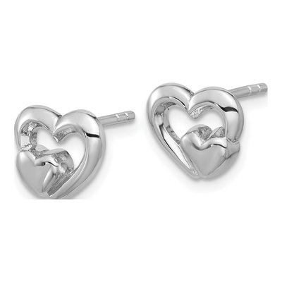 Sterling Silver Heart Inside Stud Earrings – view 2