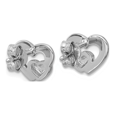 Sterling Silver Heart Inside Stud Earrings – view 3