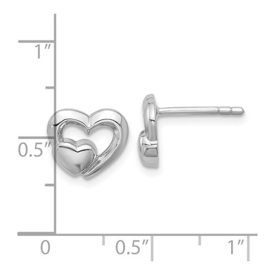 Sterling Silver Heart Inside Stud Earrings – view 4