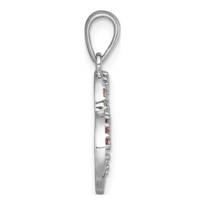 Sterling Silver Crystal Rainbow Double Heart Pendant – view 3
