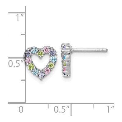 Sterling Silver CZ Pastel Heart Stud Earrings – view 4