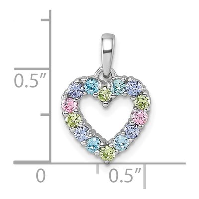 Sterling Silver CZ Pastel Heart Pendant – view 5