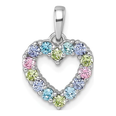 Sterling Silver CZ Pastel Heart Pendant