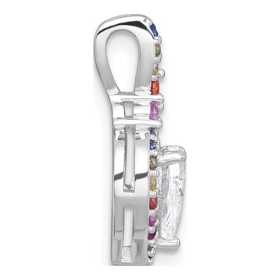 Sterling Silver CZ Rainbow Heart Halo Slide Pendant – view 3