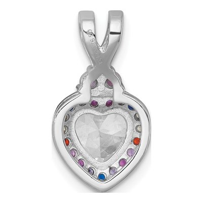 Sterling Silver CZ Rainbow Heart Halo Slide Pendant – view 4