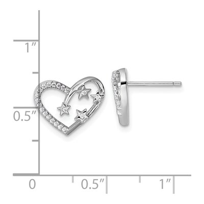 Sterling Silver CZ Open Heart Star Stud Earrings – view 4