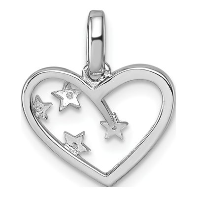 Sterling Silver CZ Open Heart Stars Pendant – view 4