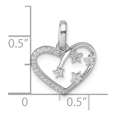Sterling Silver CZ Open Heart Stars Pendant – view 5