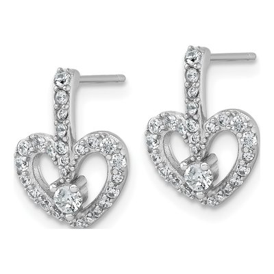 Sterling Silver CZ Open Heart Stud Earrings – view 3
