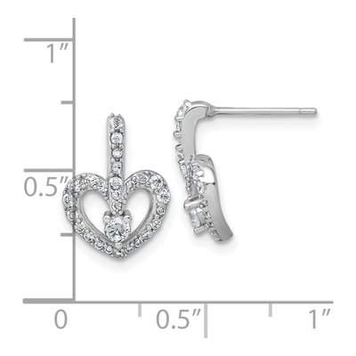 Sterling Silver CZ Open Heart Stud Earrings – view 4