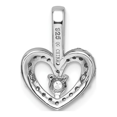 Sterling Silver CZ Open Heart Pendant – view 4