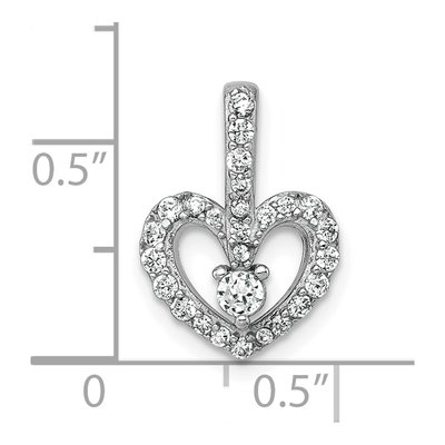Sterling Silver CZ Open Heart Pendant – view 5