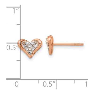 Sterling Silver CZ Heart Button Stud Earrings – view 4