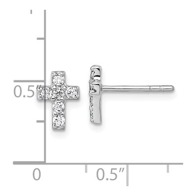Sterling Silver CZ Cross Stud Earrings – view 4