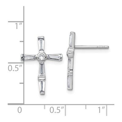Sterling Silver CZ Cross Stud Earrings – view 4
